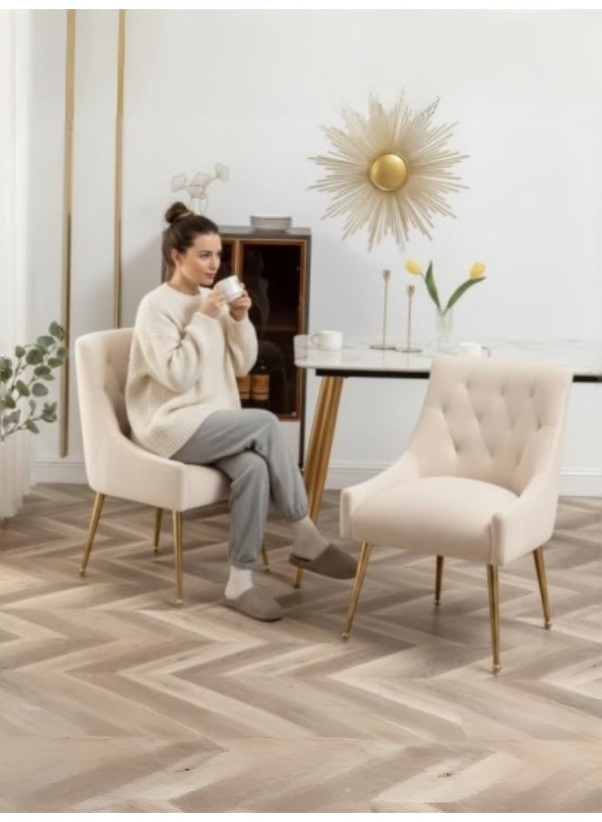 SEYNAR Dining Chair Set of 2,Modern Velvet Dining Chairs with Gold Legs,Elegant Tufted Accent Chairs for Reception, Living Room or Study Room - Image 3